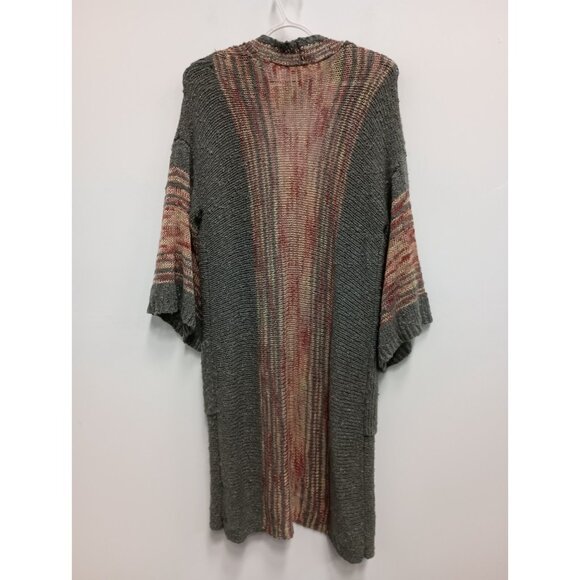 Easel Womens BOHO Duster Cardigan S/M Orange Gray Flare Sleeve Hippie - Picture 7 of 8